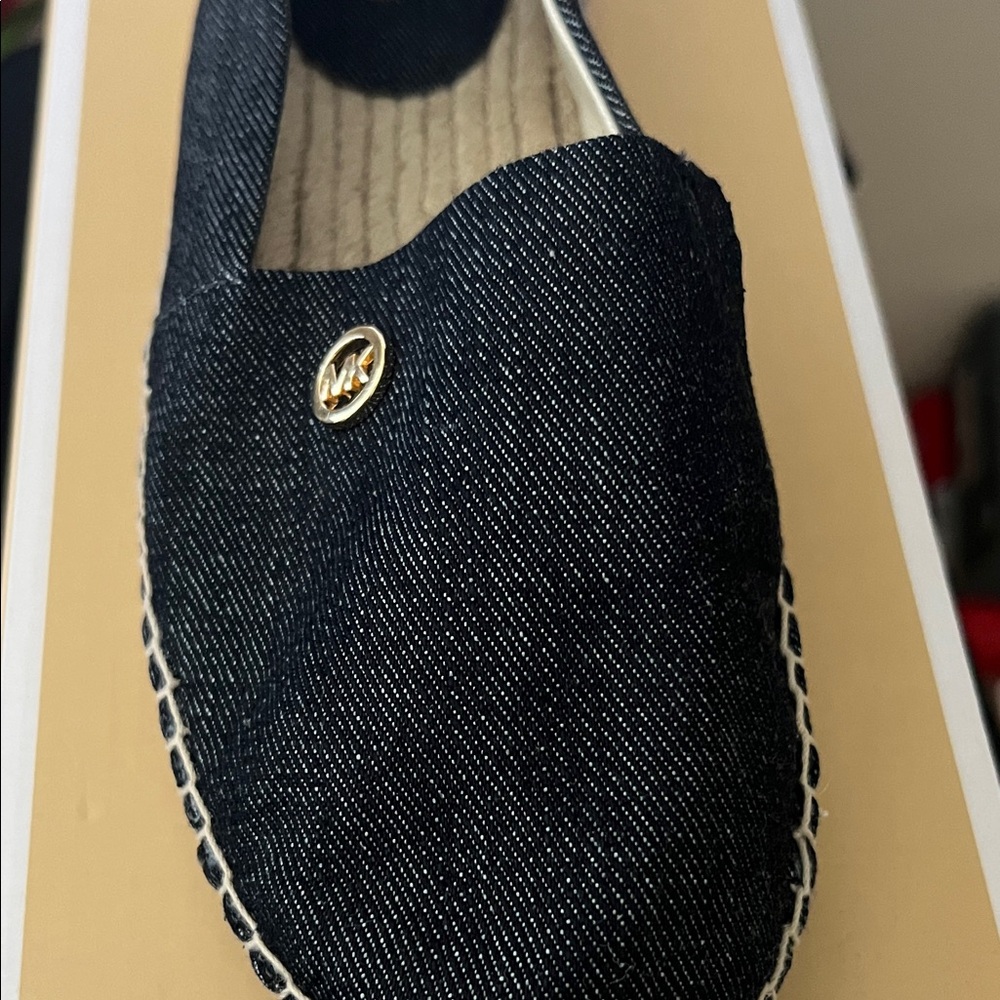 Michael Kors Dark Denim Espadrilles with Gold Accent